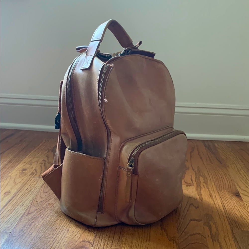 ABLE brown leather backpack (diaper bag)